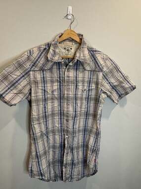 Guess Jeans Vintage 1981 Short Sleeve Plaid Western Pearl Snap Shirt Size S